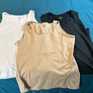 Elegant Women's Compression Posture Tank Tops - White, Black, and Tan